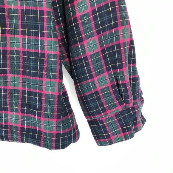 L.L. Bean Fleece-Lined Flannel Shirt Women's Large Plaid Button Up Shacket Chore - Picture 4 of 10